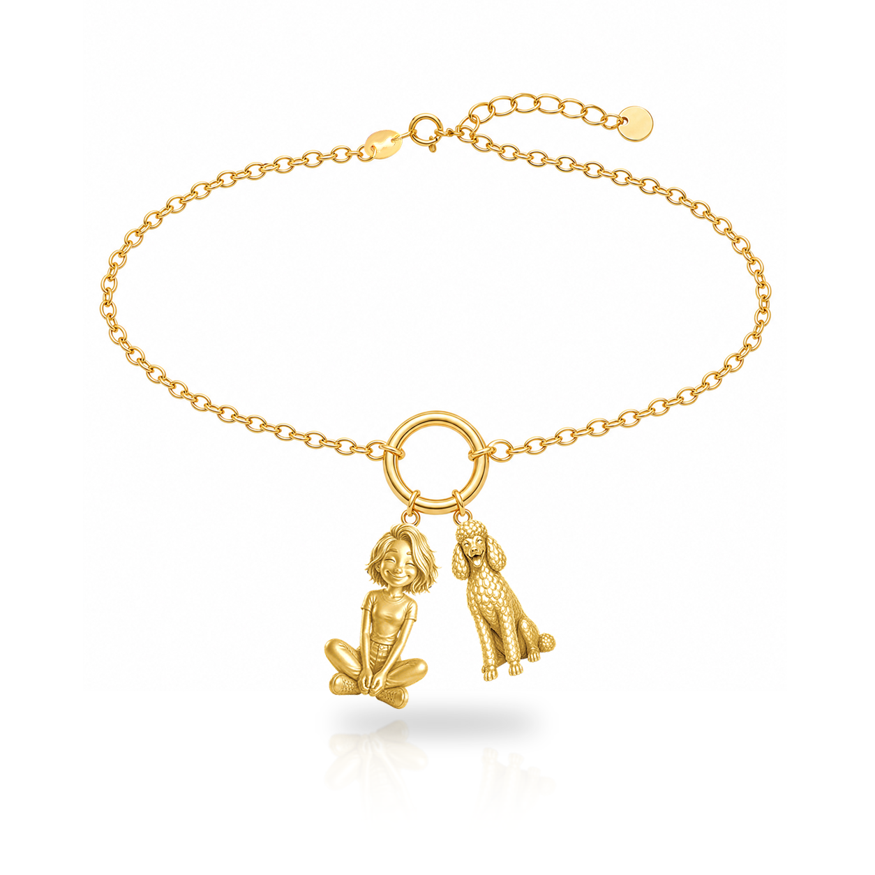 Poodle standard personalized girl and dog charm bracelet