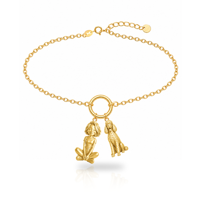 Poodle standard personalized girl and dog charm bracelet