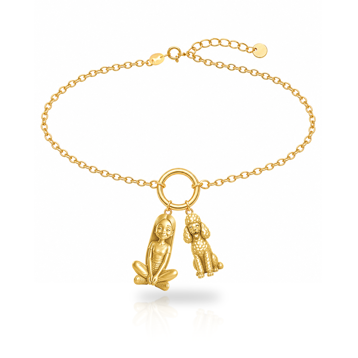 Poodle toy personalized girl and dog charm bracelet