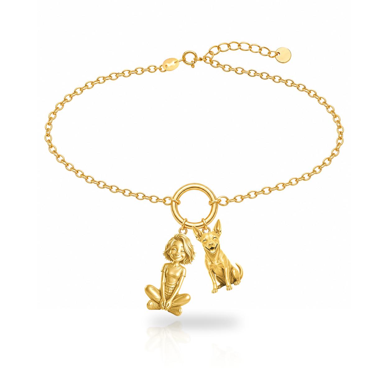 Portuguese Podengo Pequeno personalized girl and dog charm bracelet