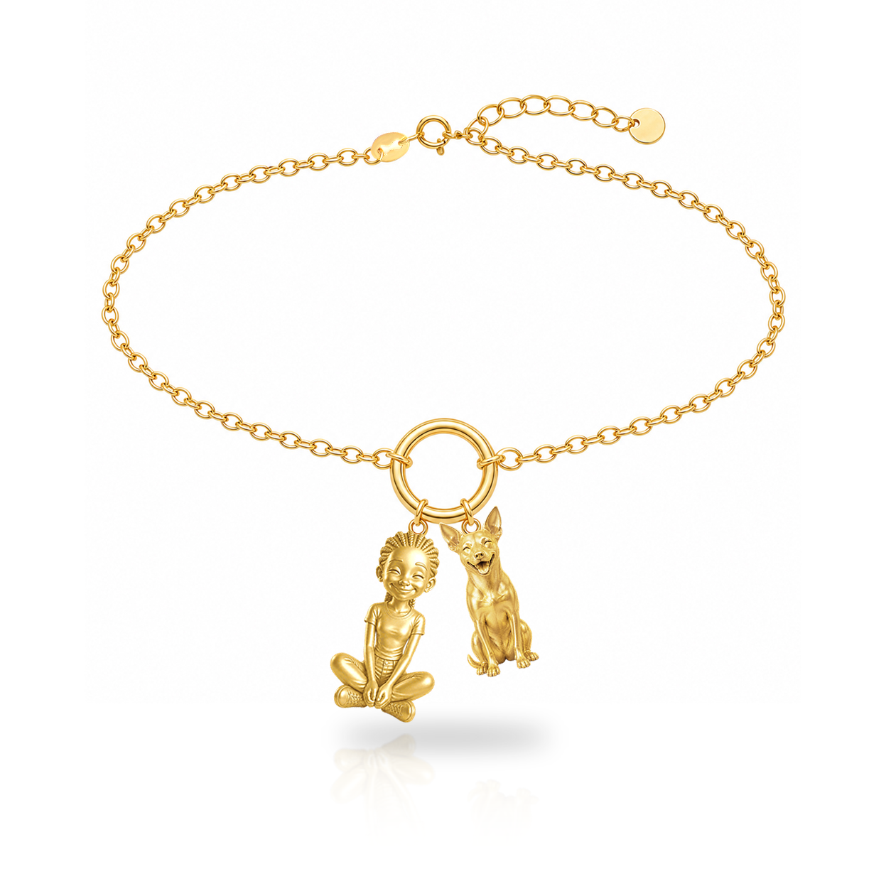 Rat Terrier personalized girl and dog charm bracelet