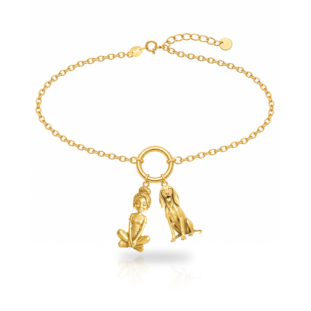Redbone Coonhound personalized girl and dog charm bracelet