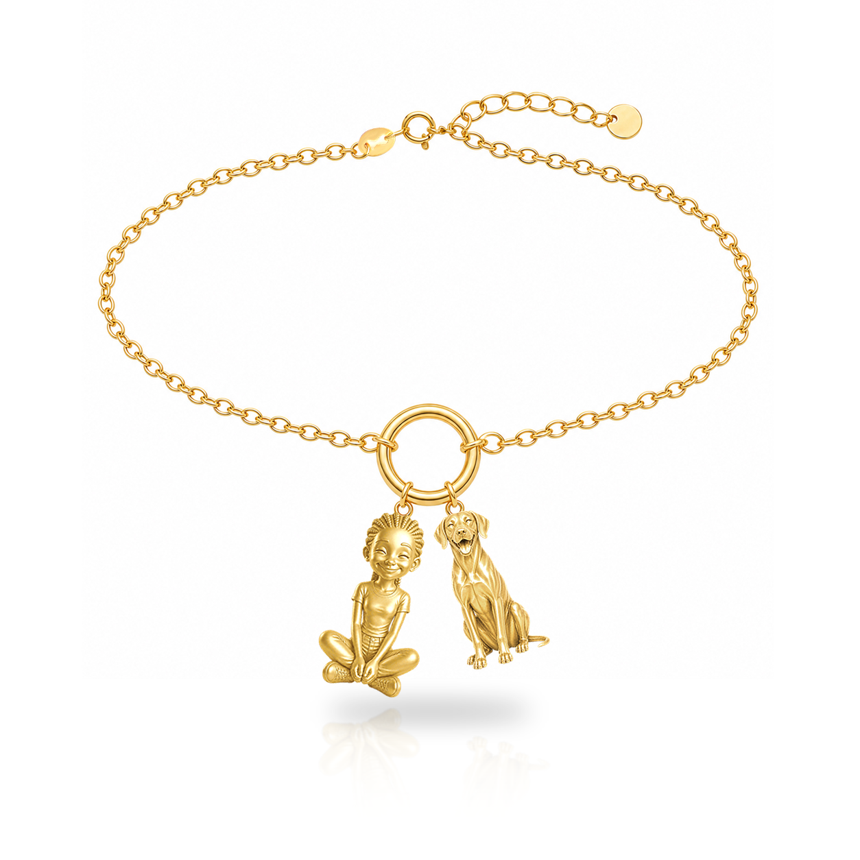 Rhodesian Ridgeback personalized girl and dog charm bracelet
