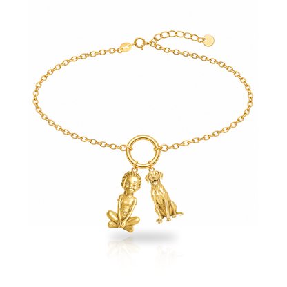 Rhodesian Ridgeback personalized girl and dog charm bracelet