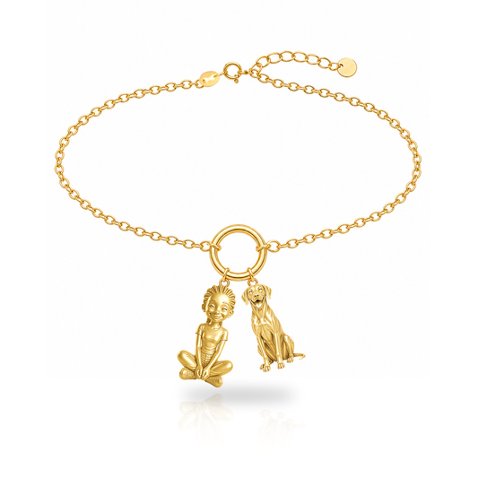 Rhodesian Ridgeback personalized girl and dog charm bracelet