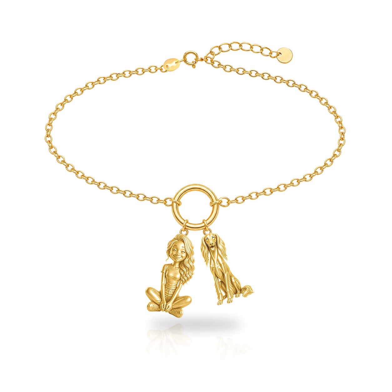 Saluki personalized girl and dog charm bracelet