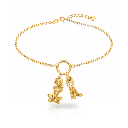 Saluki personalized girl and dog charm bracelet