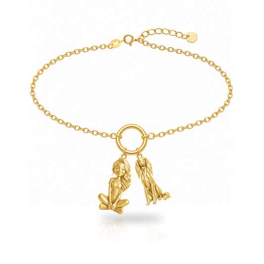 Saluki personalized girl and dog charm bracelet