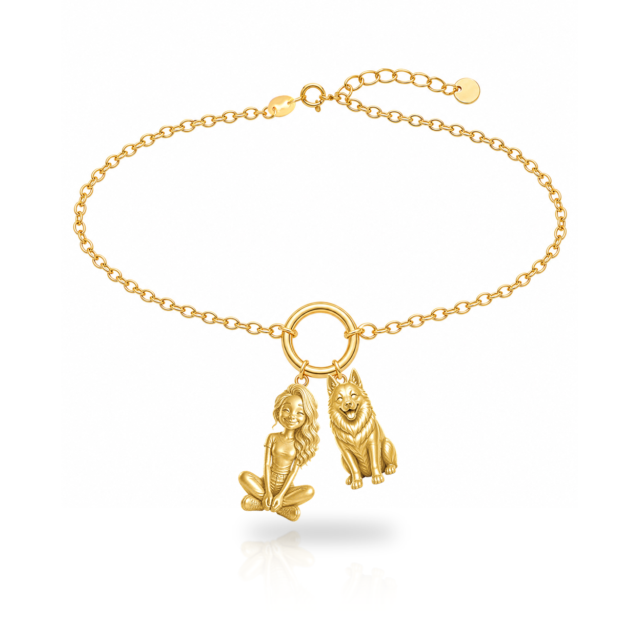 Schipperke personalized girl and dog charm bracelet