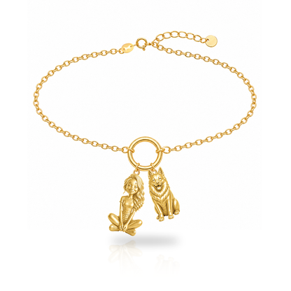 Schipperke personalized girl and dog charm bracelet