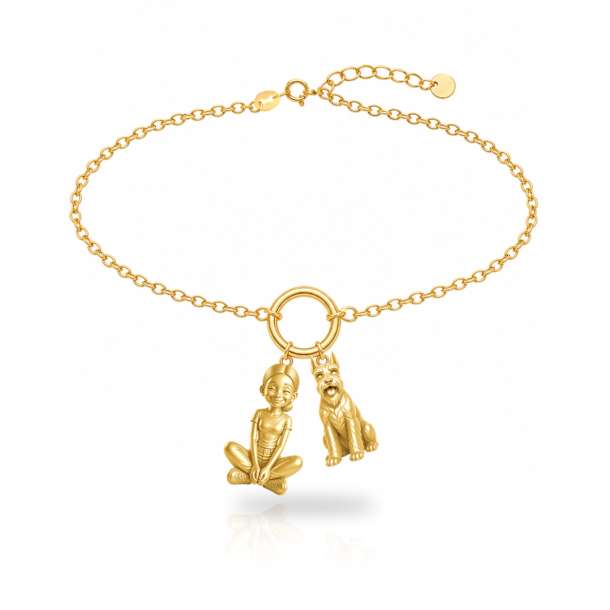 Schnauzer Standard cropped ears personalized girl and dog charm bracelet