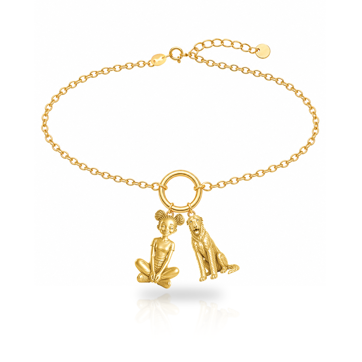 Scottish Deerhound personalized girl and dog charm bracelet