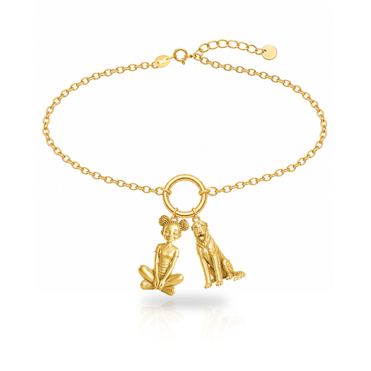 Scottish Deerhound personalized girl and dog charm bracelet