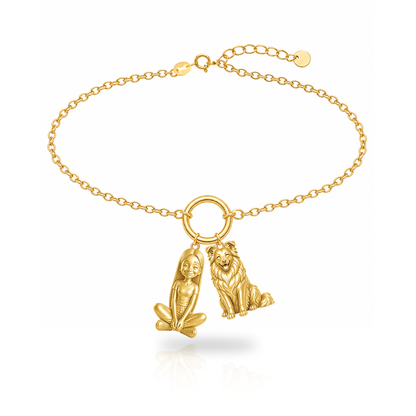 Shetland Sheepdog personalized girl and dog charm bracelet