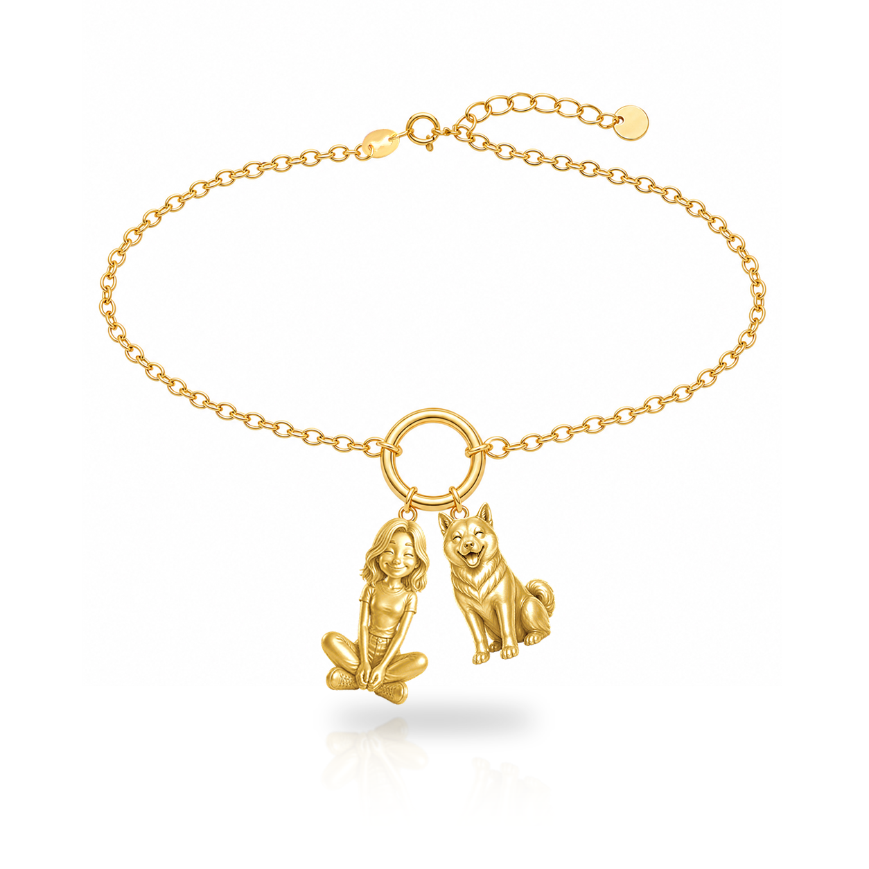 Shiba Inu personalized girl and dog charm bracelet