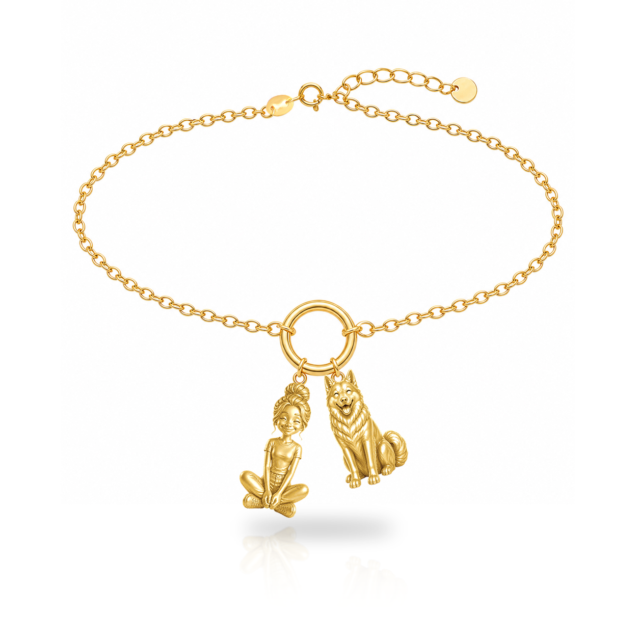Siberian personalized girl and dog charm bracelet