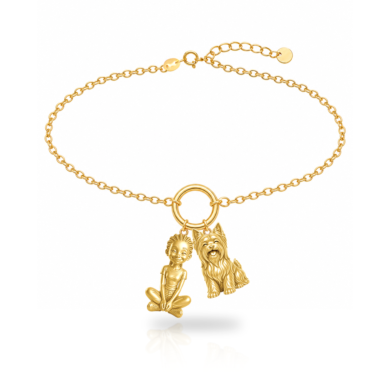 Silky Terrier personalized girl and dog charm bracelet