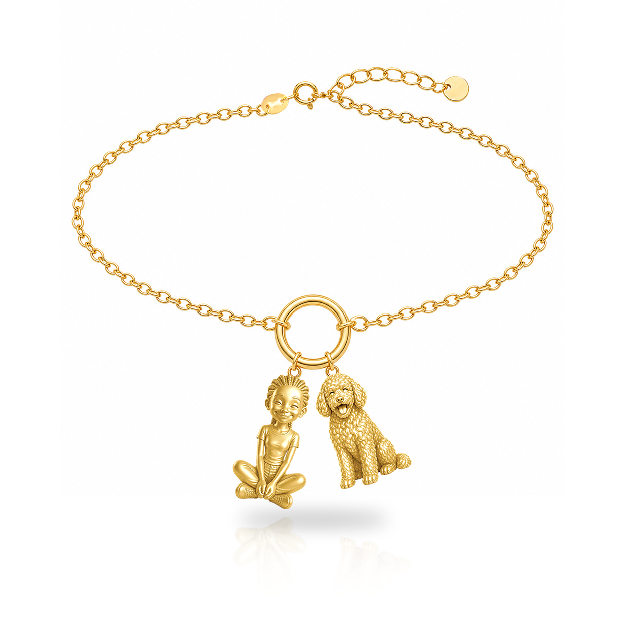 Spanish Water Dog personalized girl and dog charm bracelet