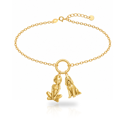 Spinone Italiano personalized girl and dog charm bracelet