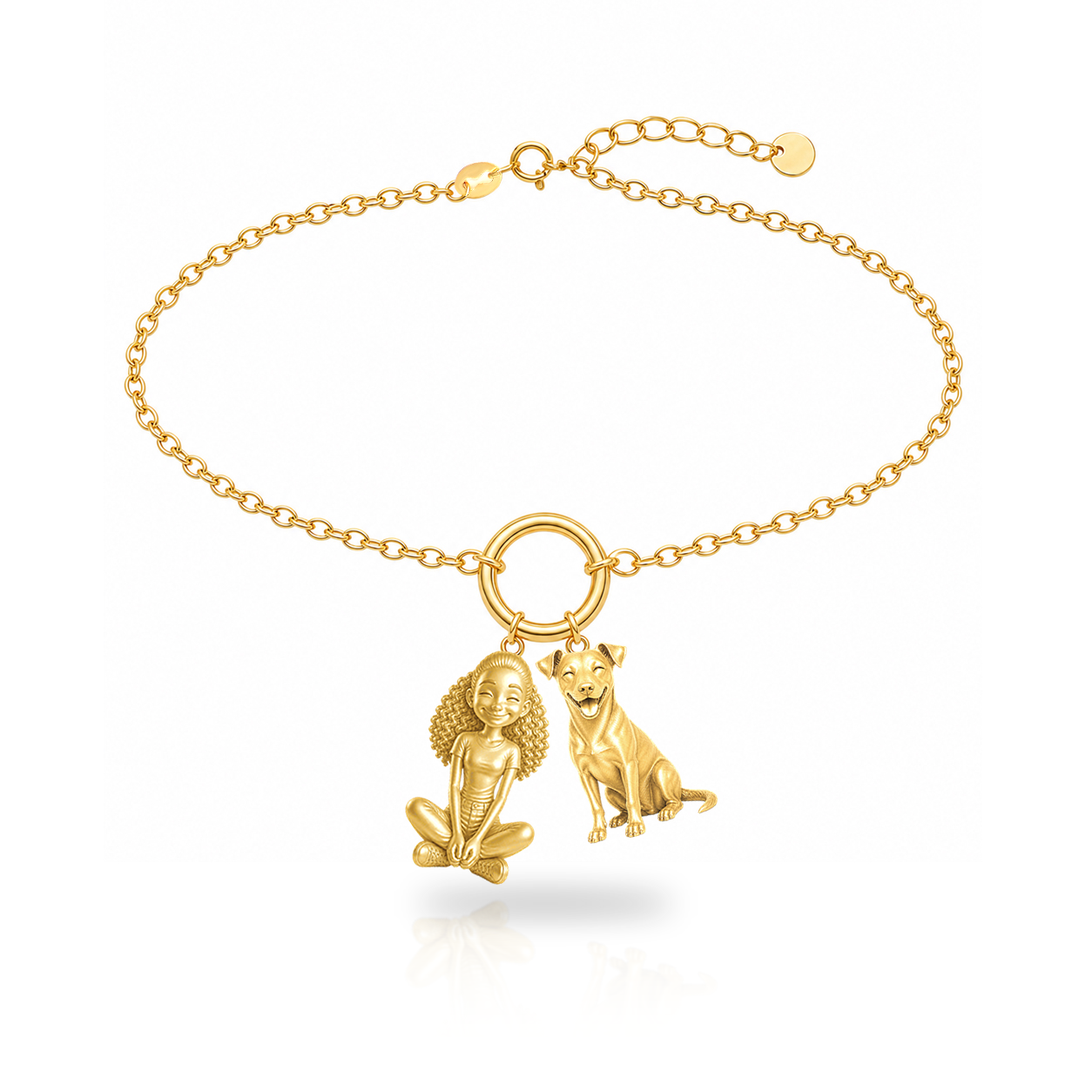Swedish Farmdog personalized girl and dog charm bracelet