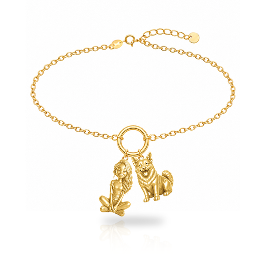 Swedish Vallhund personalized girl and dog charm bracelet