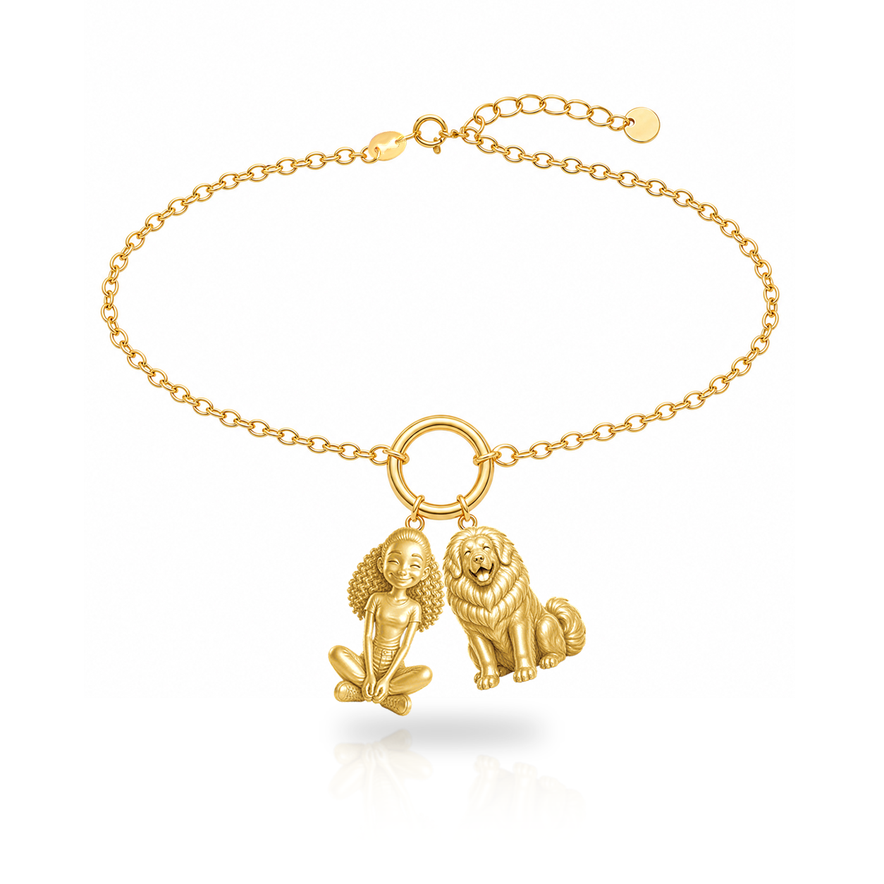 Tibetan Mastiff personalized girl and dog charm bracelet