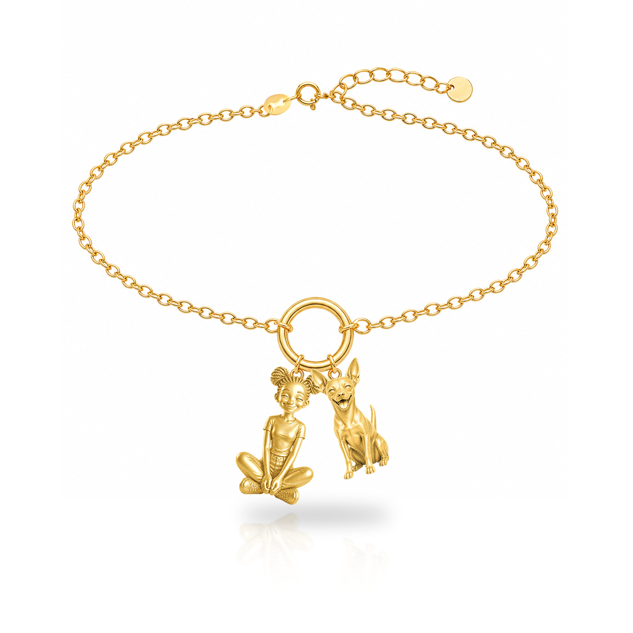 Toy Fox Terrier personalized girl and dog charm bracelet