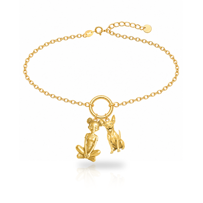 Toy Fox Terrier personalized girl and dog charm bracelet