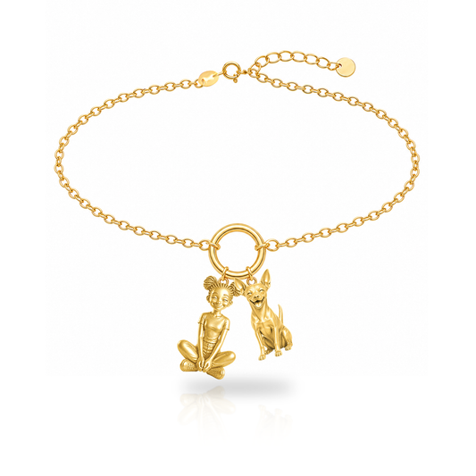 Toy Fox Terrier personalized girl and dog charm bracelet