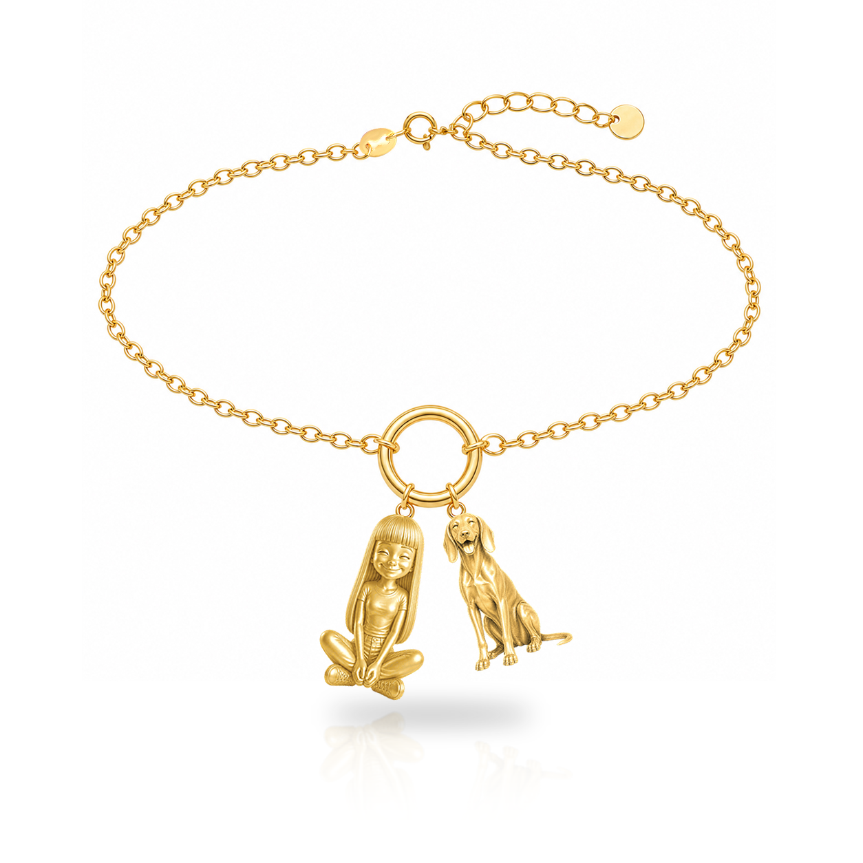 Treeing Walker Coonhound personalized girl and dog charm bracelet