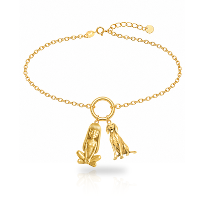 Treeing Walker Coonhound personalized girl and dog charm bracelet