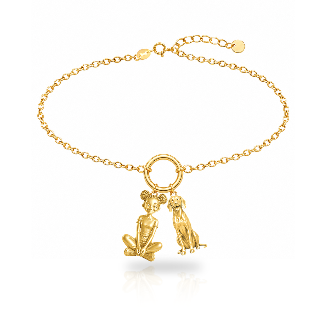 Vizsla personalized girl and dog charm bracelet