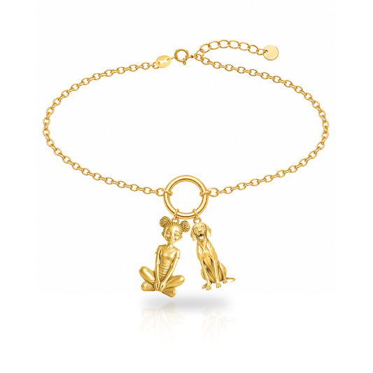 Vizsla personalized girl and dog charm bracelet