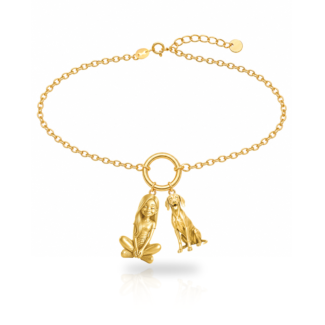 Weimaraner personalized girl and dog charm bracelet