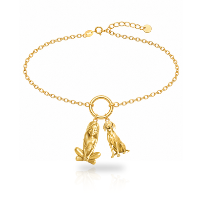 Weimaraner personalized girl and dog charm bracelet
