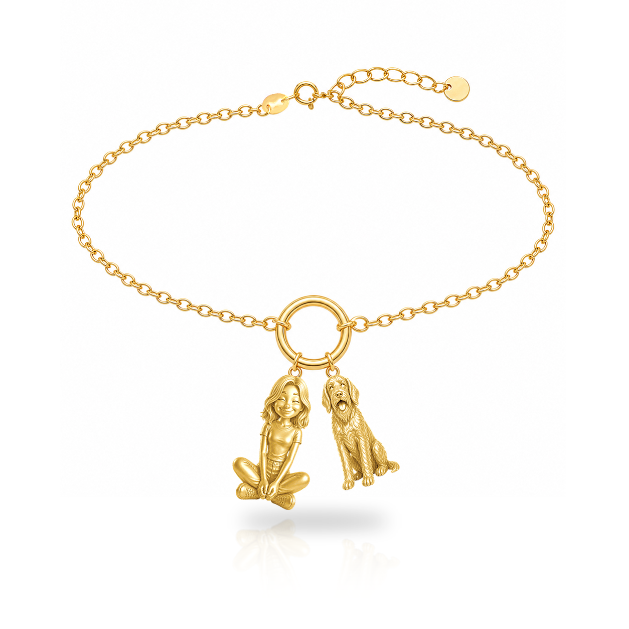 Wirehaired Pointing Griffon personalized girl and dog charm bracelet
