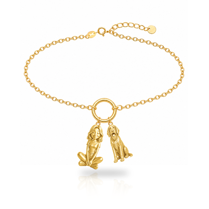 Wirehaired Pointing Griffon personalized girl and dog charm bracelet