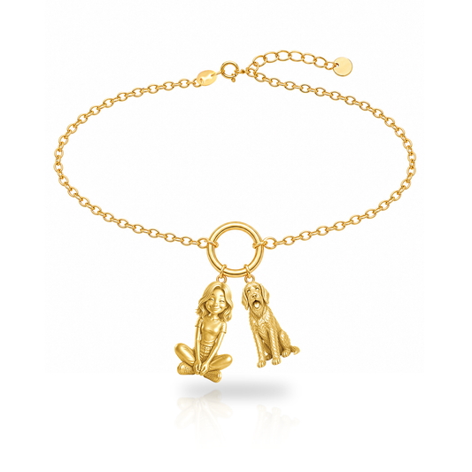 Wirehaired Pointing Griffon personalized girl and dog charm bracelet