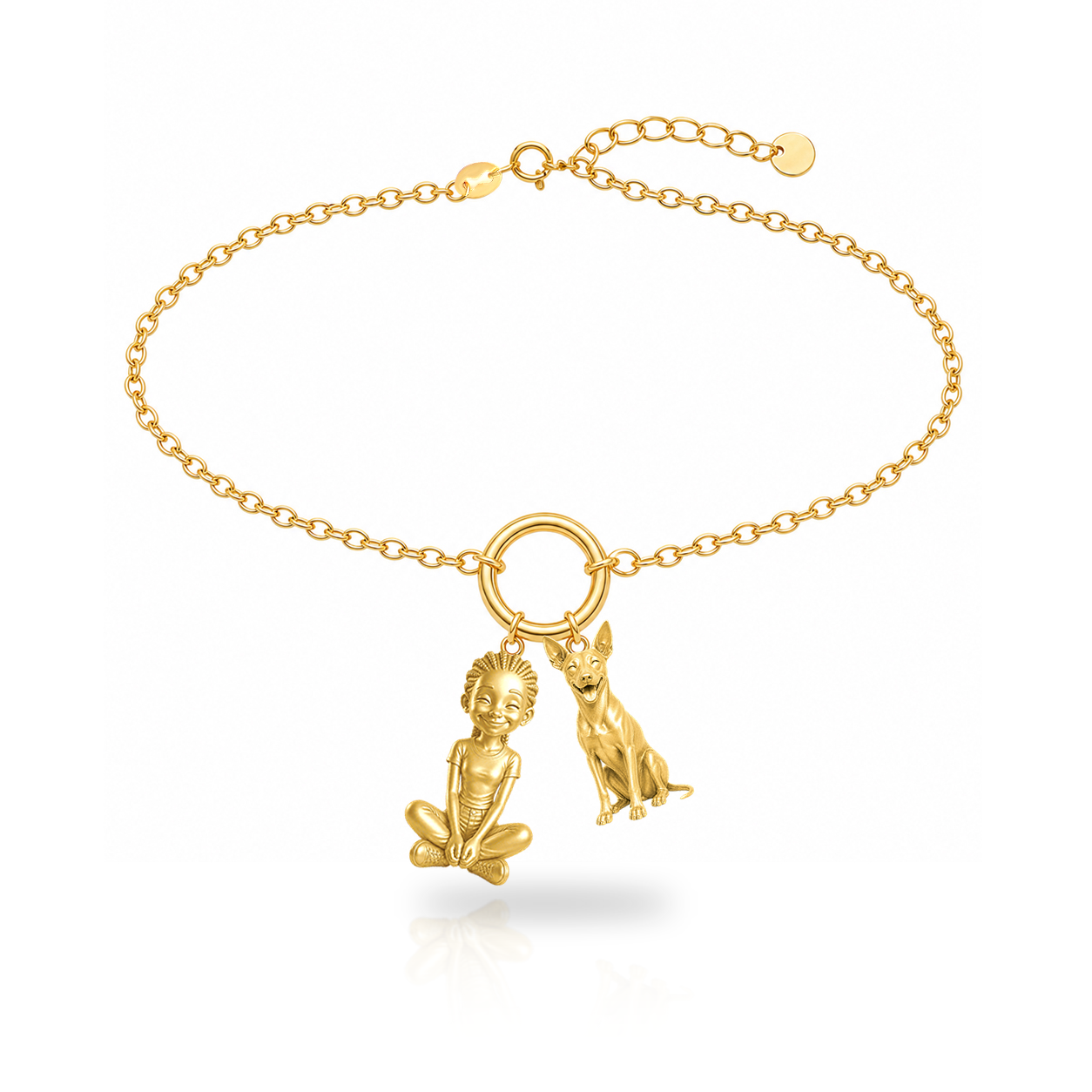 Xoloitzcuintli coated personalized girl and dog charm bracelet