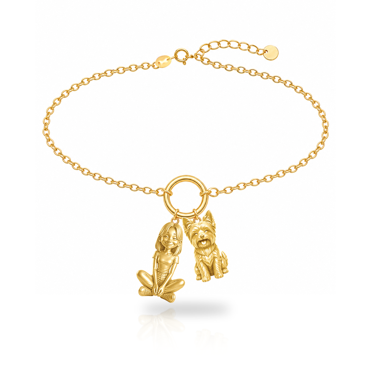Yorkshire Terrier personalized girl and dog charm bracelet