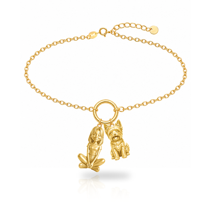 Yorkshire Terrier personalized girl and dog charm bracelet