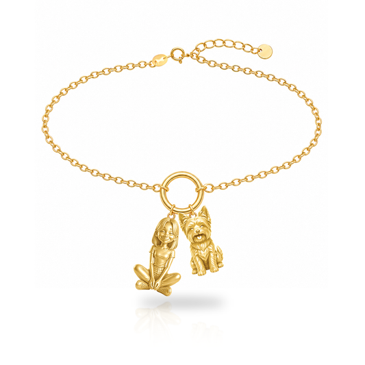 Yorkshire Terrier personalized girl and dog charm bracelet