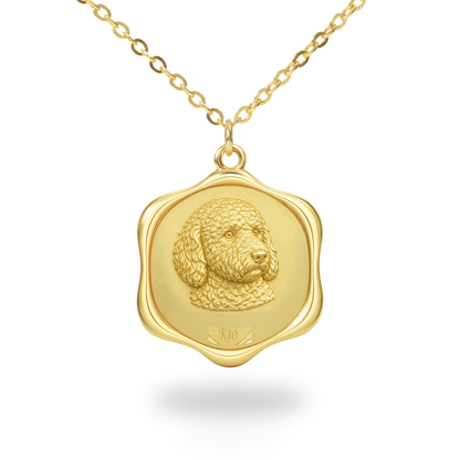 Soulyshine Spanish Water Dog Precious Paw personalized pet photo necklace - 18K Gold Vermeil front