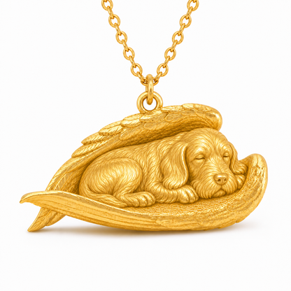 Soulyshine Spinone Italiano The Sleeping Angel – Personalized Pet Necklace - 18K Gold Vermeil front