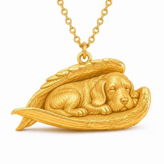 Soulyshine Spinone Italiano The Sleeping Angel – Personalized Pet Necklace - 18K Gold Vermeil front