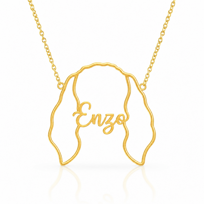 Soulyshine Spinone Italiano personalized outline pet face and name necklace in gold
