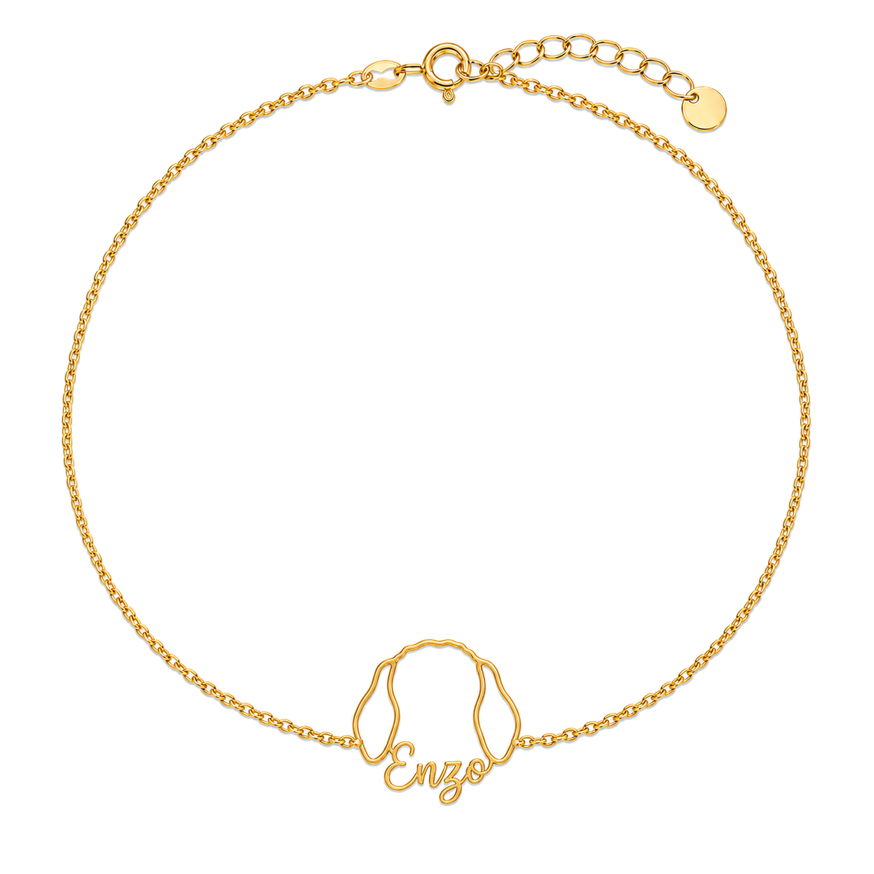Soulyshine Spinone Italiano Whisper Outline pet face and Enzo name handcrafted bracelet - 18K Gold Vermeil front