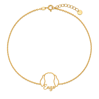 Soulyshine Spinone Italiano Whisper Outline pet face and Enzo name handcrafted bracelet - 18K Gold Vermeil front