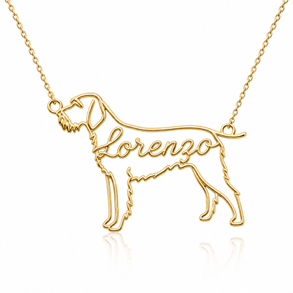 Soulyshine Spinone Italiano personalized dog silhouette name necklace in gold - Lorenzo design