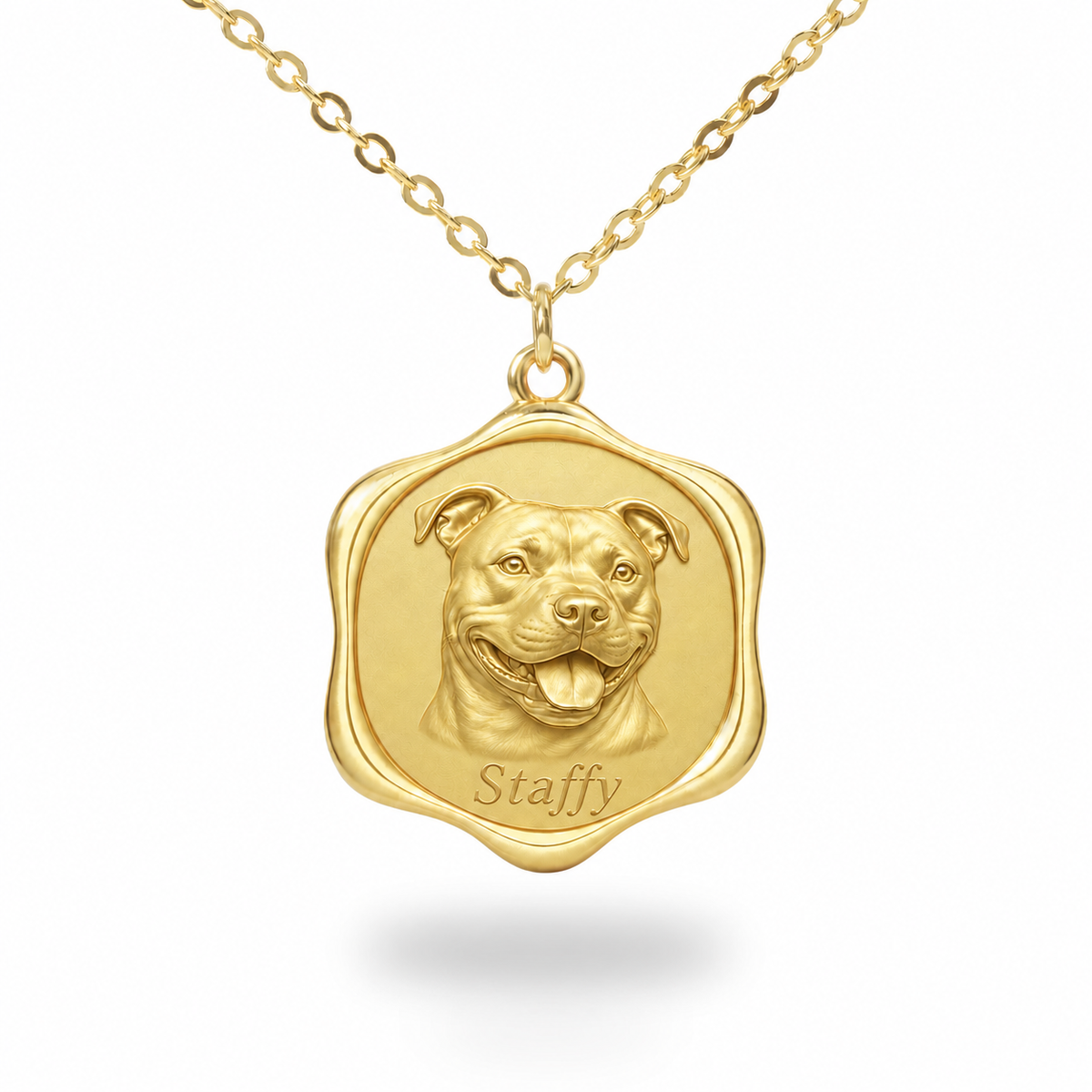 Soulyshine Staffordshire Bull Terrier Precious Paw personalized pet photo necklace - 18K Gold Vermeil front